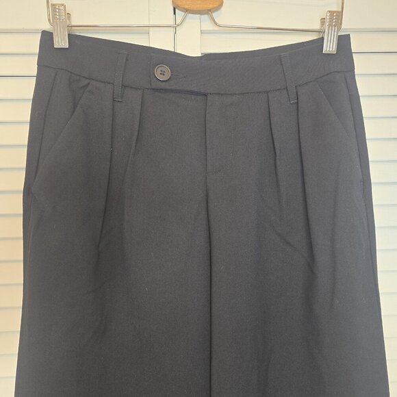 H&M DIVIDED Dress Pants Black Wide Leg Pleated Women's 4 Relaxed Casual Mid Rise - Picture 5 of 13